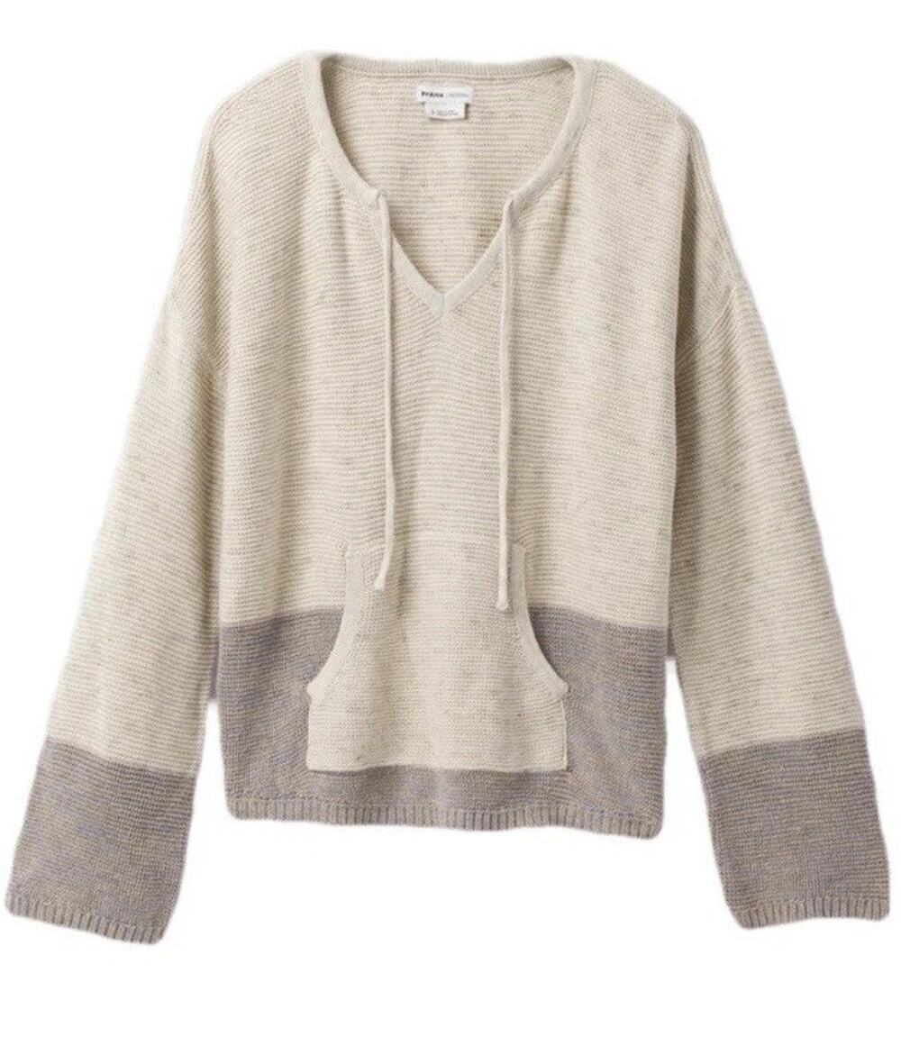 prAna Women's Long Sleeve Lightweight Pullover Sweater Small Taupe Purple Cozy